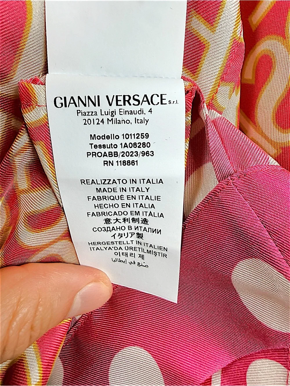 Versace x Dua Lipa 2023 Silk Logo Print Shirt & Wide Leg Pants Set